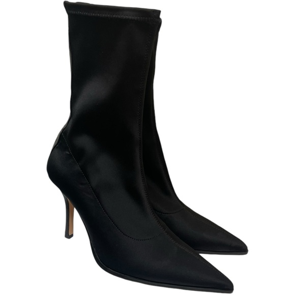 TONY BIANCO Sock Boot Vegan Ankle Boots Stiletto Witchy Black Size 9.5 - Picture 2 of 10